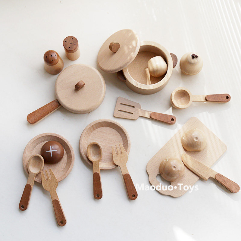 Kids Toys Kitchen - Maoduo Oyuncaklar Kayın Ahşap Çocuk Mutfak