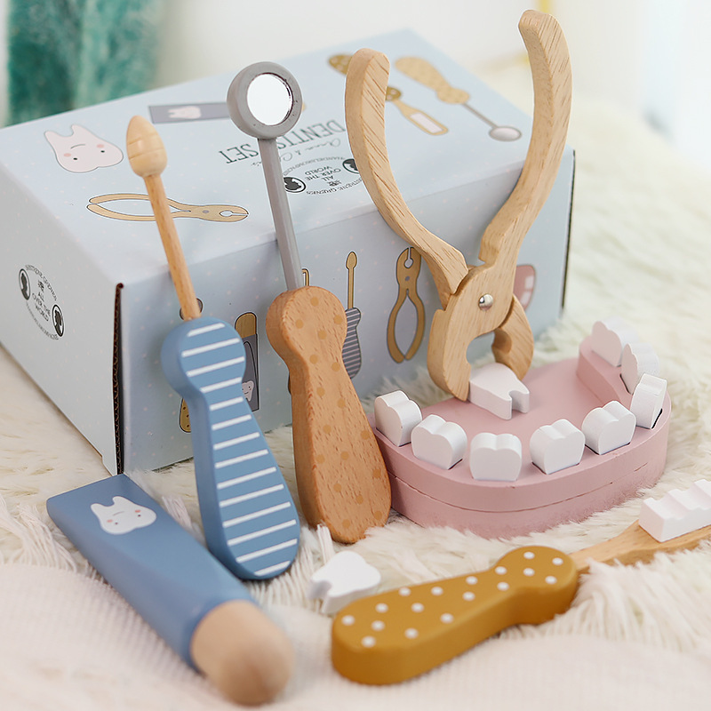 Kids Toys Doctor Set - Ahşap Çocuk Doktor Seti Diş Hekimi